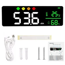 Digital Sound Level Decibel Meter Noise Detector Day Time Temp Humidity Display