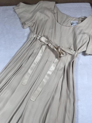 Vintage Jeffrey & Dara Jumpsuit Womens 12 Beige Pleated Wide Leg Formal Party