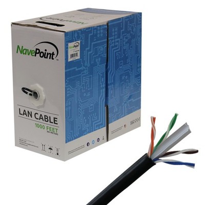 CAT6 Cable CMR Copper Riser UTP 23AWG 550MHz Network Ethernet 1000FT Black Bulk