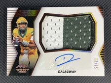 DJ Lagway RPA. 2026 Leaf Trinity: Rookie Patch Auto #d /75. Baylor Bears QB