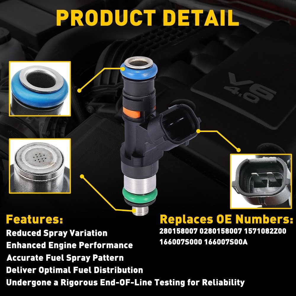 OE# 0280158007 FUEL INJECTOR FOR NISSAN XTERRA PATHFINDER FRONTIER 4.0L 6PCS thumbnail 8