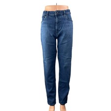 Uniqlo Women's Blue High Waisted Medium Wash Straight Leg Denim Jeans Size L