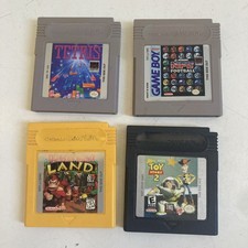 Nintendo GameBoy Lot Of 4 Games Tetris Donkey Kong NFL Toy Story Works Tested