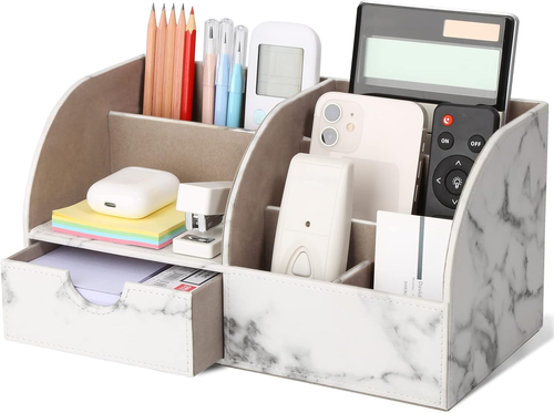Organizer Da Scrivania In Legno Con Porta Telefono E Portapenne – Docking Station Per Ufficio E Home Office, Compatto Con Scomparti In Feltro