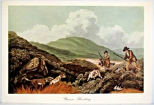 CURRIER & IVES  "GROUSE SHOOTING" ~ ** VINTAGE LITHOGRAPH PRINT ** (15" X 10.5")