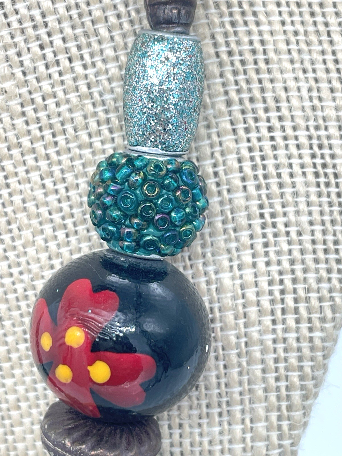 Multicolored Statement Necklace Artisan Mixed Med… - image 10