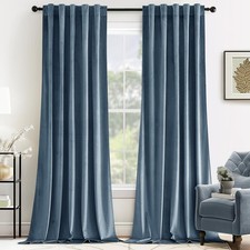 MIULEE Velvet Curtains 52x84 inches 2 Panels Stone Blue Blackout Curtains