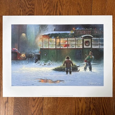 George Kovach SANTA'S FIRST STOP Christmas Signed Numbered LE Art Print Diner