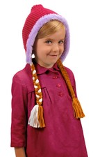 Disney Frozen Anna Acrylic Knit Hat With Braids Hoodie One Size Girls NEW RARE