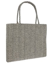 Accessorize Black, Beige & Gold Woven Shopper / Tote Bag BNWOT