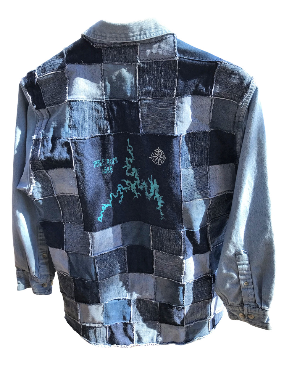Table Rock Lake Upcycled Patchwork Denim Jacket, … - image 16