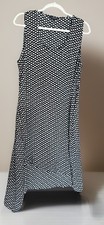 Liverpool Black White Dot Sleeveless Pocket Dress Assymetric Womens Large