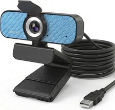 1080P Webcam for PC Noise-Canceling Mic,Privacy Cover, Clip  5ft Cable
