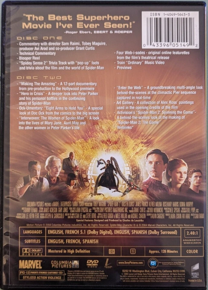 Spider-Man 2 (DVD, 2004, Widescreen, Special Edition) - Image 2 of 3