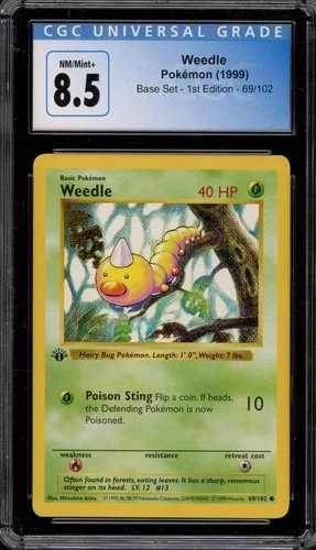 Pokemon Weedle Base Set Shadowless 1st Edition 69/102 CGC 8.5