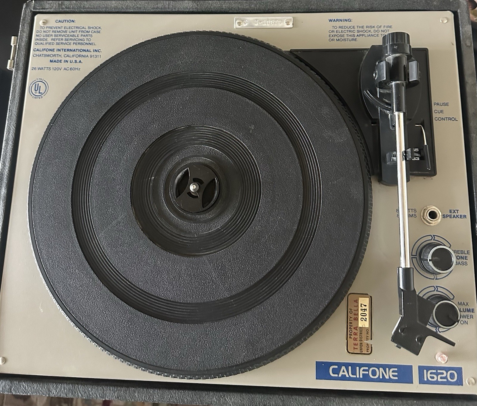 MODEL 1620 PORTABLE PHONOGRAPH STEREO RECORD PLAYER (TESTED-WORKING)