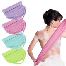 4PCS Exfoliating Back Washers With Handles Japanese Nylon Body Scrubber Towels