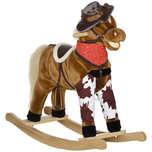 Baby Rocking Horse, Large Riding Horse w/ Realistic Sound, Saddle - Picture 3 of 11