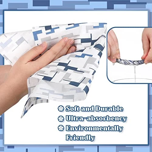 200 Pcs Geometric Bathroom Napkins Blue Gray Disposable Hand Towels 2 Ply - Image 3 of 4