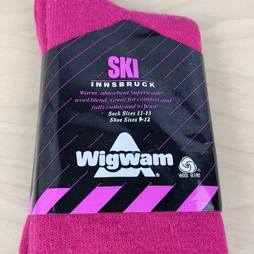 Vintage Wigwam Wool Blend Ski Innsbruck Socks Pink Size 11-13 New NOS! - Picture 3 of 4