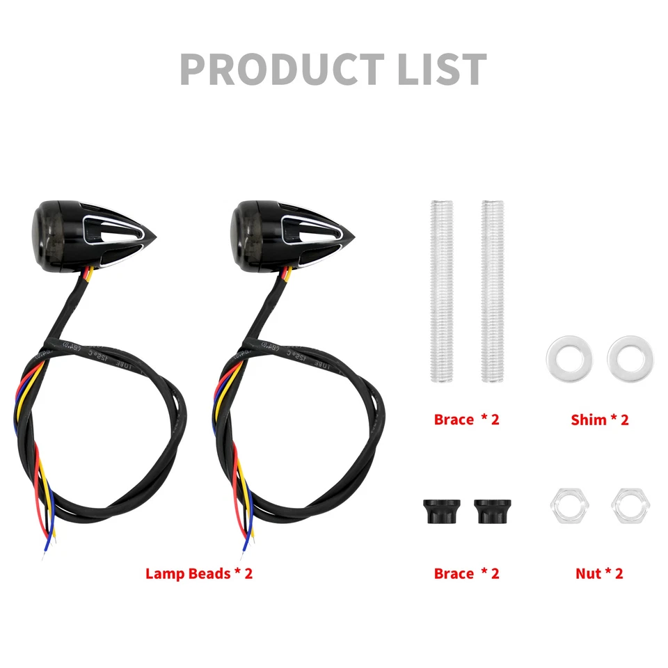 Mini intermitente ámbar bala negro para motocicleta 8 mm indicador de luz de señal de giro Foto 3 de 4