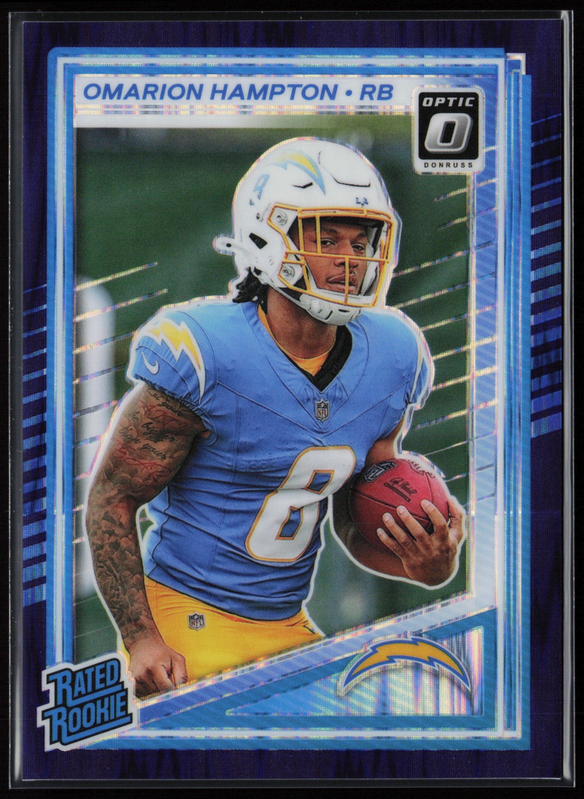 2025 Donruss Optic #212 Omarion Hampton Purple Shock RC