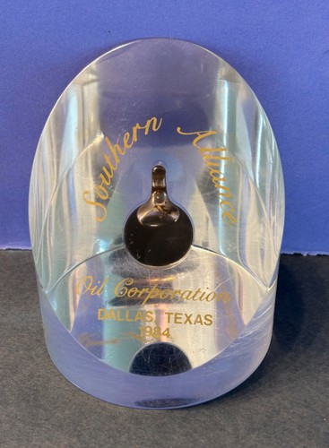 Vintage Southern Alliance Oil Corp "Ellipse" Oil Drop Paperweight 1984 Dallas TX