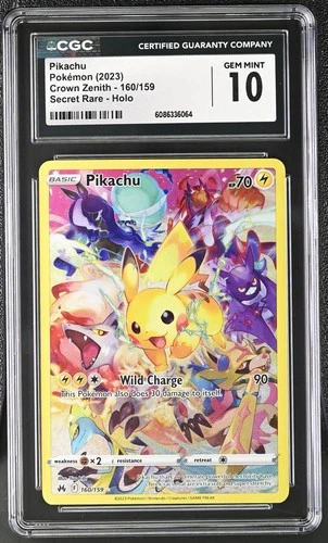 Pokémon English Pikachu 160/159 2023 Crown Zenith Secret Rare Holo CGC 10
