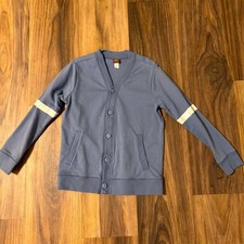 TEA Sweater Cardigan Blue with White Stripe size 6 Boys grandpa cardigan cotton