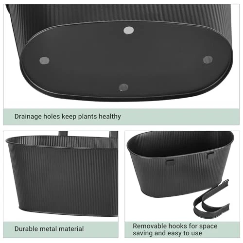 Metal Railing Planter Box 3 Pack Balcony Hanging Planter for Outdoor Plants - Image 3 of 4