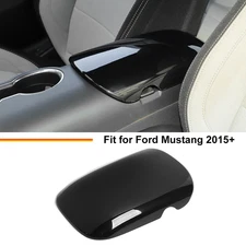 Center Console Armrest Box Pad Panel Cover For Ford Mustang 2015-25 Gloss Black