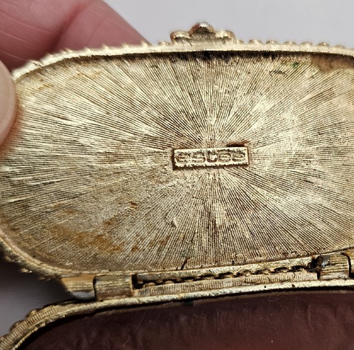 Estee Lauder Vintage Smalto Blu Tono Oro Ovale Ornato Profumo Compatto - Foto 8 di 10