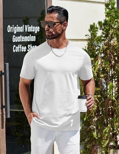 Men’s White 100% Cotton T-Shirts – 3 Pack, Soft, Breathable, Classic Fit, Casual - Picture 2 of 5