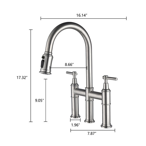 Bridge Kitchen Faucet with Pull-Down Sprayhead - Picture 67 of 67