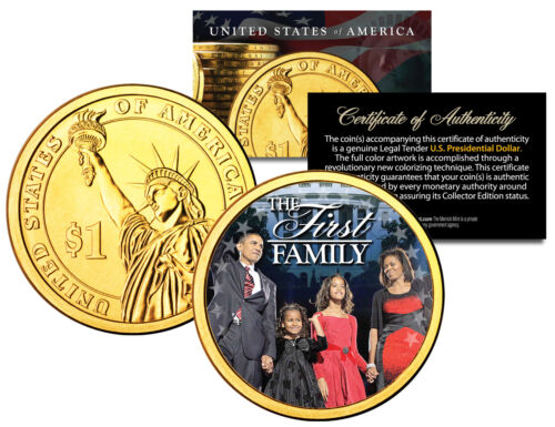 President BARACK OBAMA * First Family * Presidential $1 Dollar Coin Gold Plated - Picture 1 of 1