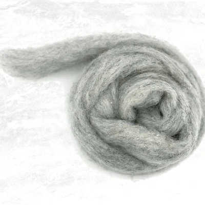 WORLD OF WOOL Carded Corriedale Needle Wet Felting Wool Roving Spinning Grey Drizzle 100g