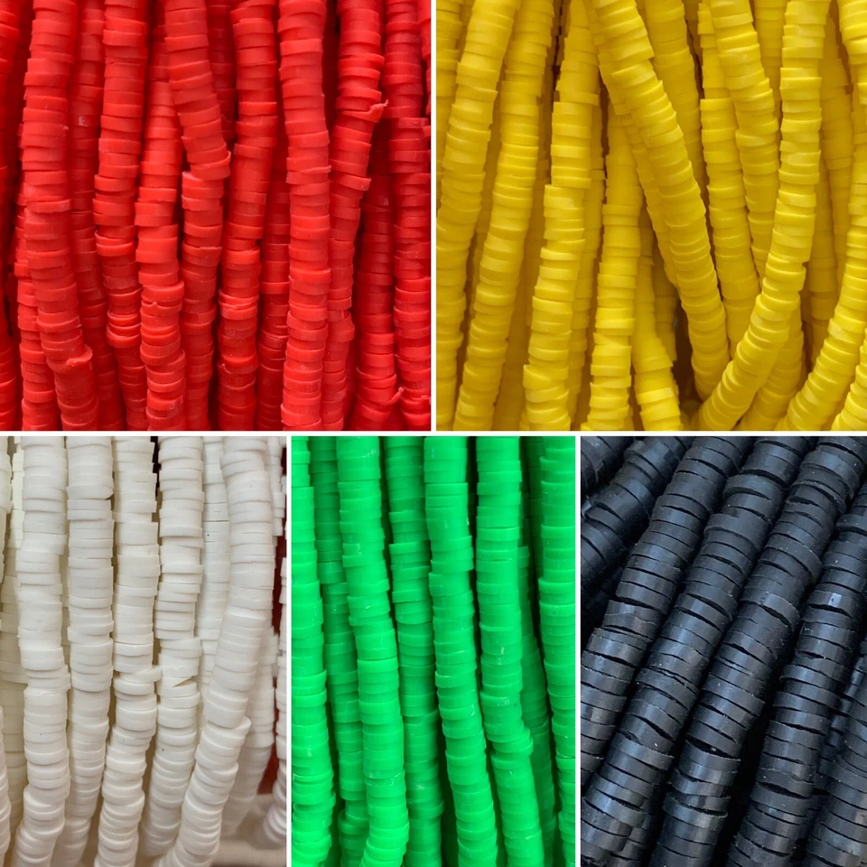Polymer Clay Beads Flat Round Disc 8mm Heishi 1mm Wide Approx 320 Beads Strand - Image 2 of 4