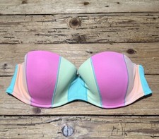 VICTORIA'S SECRET Women  s Sz 34D Multicolor Bandeau Bikini Top Push Up NWOT
