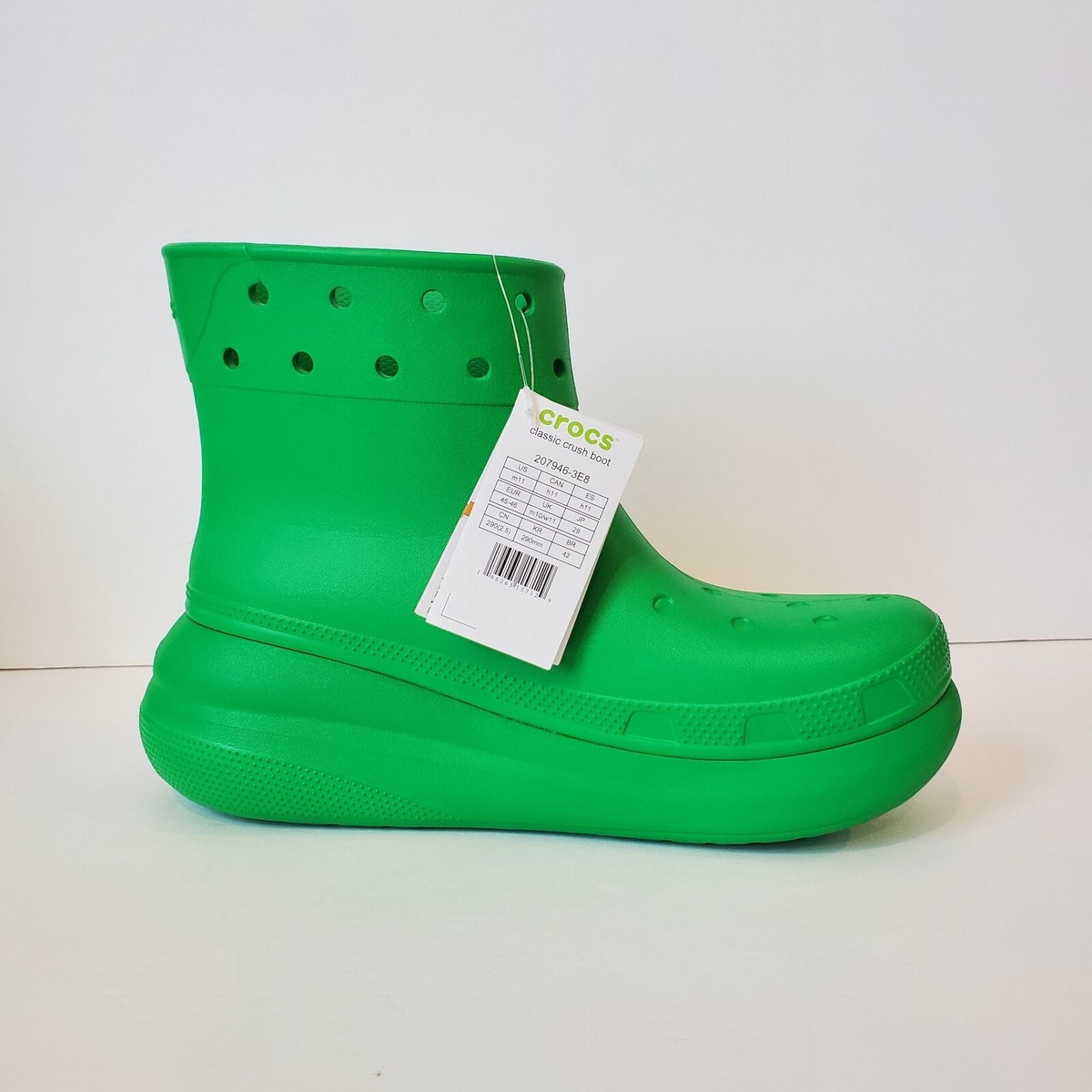 Crocs Classic Crush Rain Boots Men's Size 11 Green Grass Crocs Classic Crush Rain Boots Men's Size 11 Green Grass
