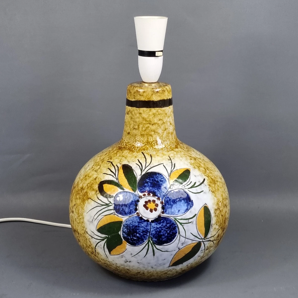 Vintage Blue Flower Pottery Lamp Base 1970 s West German eBay