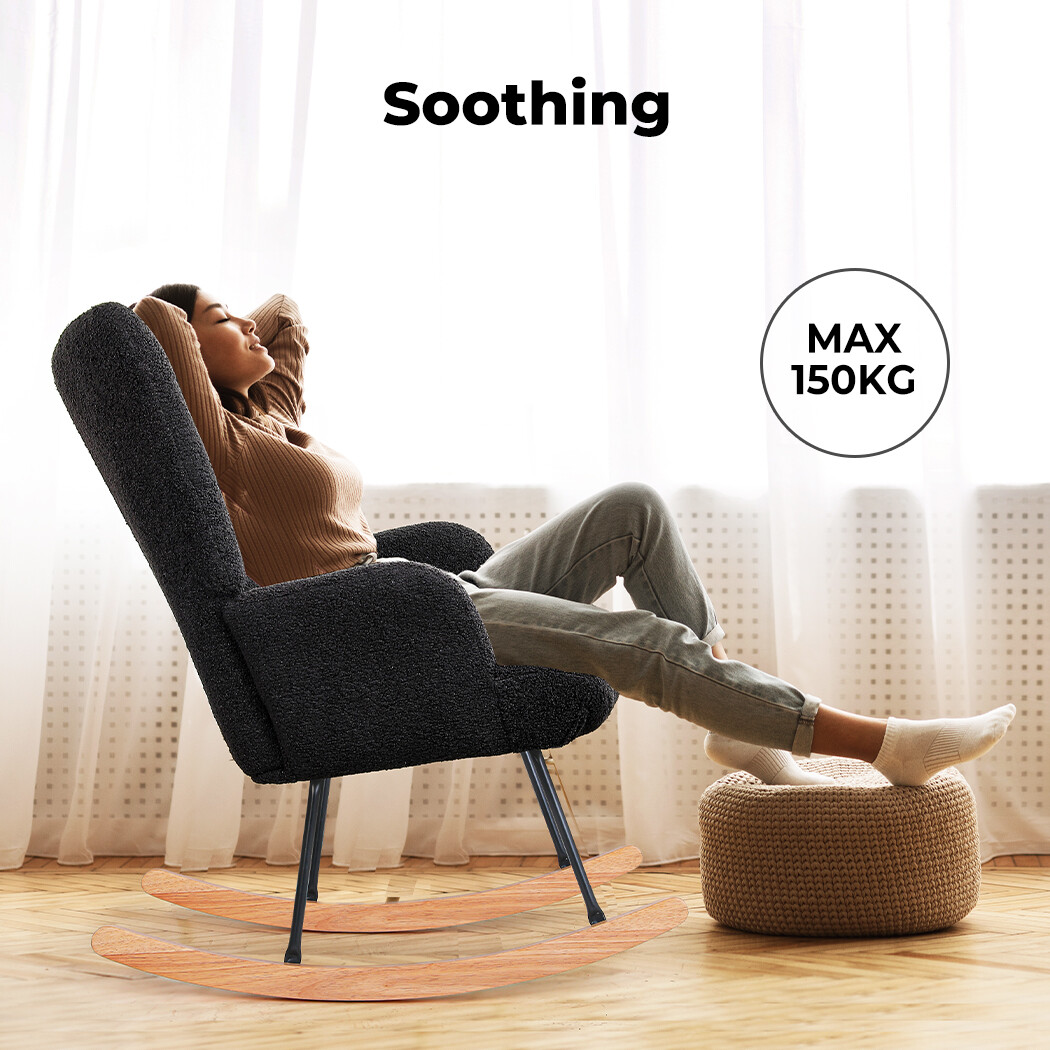 Levede Rocking Chair Nursery Rocker Accent Tub Boucle Armchair Lounge ...