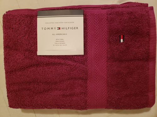 Tommy Hilfiger All American II Cotton Bath Towel, Magenta, Swedish Blue 27"X52" - Picture 8 of 14