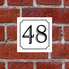 Plastic House number sign 3mm PVC Drilled 1-50 Black and White with fixings