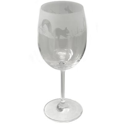 Wine Glass Decorated Squirrel Sandblast Animal Stemmed Drinking Gift Animo