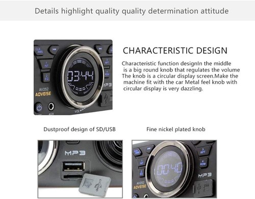 Single 1 Din Car Stereo Radio Bluetooth In-Dash FM Built-in Speakers Head Unit - Picture 12 of 14