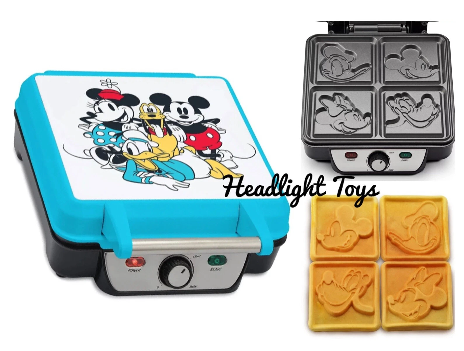 Disney Mickey & Friends 4 Slice Nonstick Waffle Maker Minnie Mouse Pluto Donald