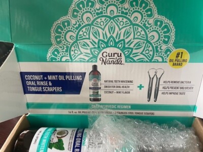 Gurunanda Oil Pulling  with Coconut Oil and Mint Oil for Oral- LARGE (16 Fl.Oz)
