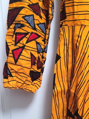 Afripride 3/4 Sleeve Golden Yellow Geometrical Print Maxi Dress - Medium - Picture 3 of 5