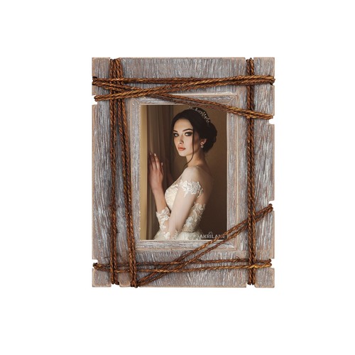 Akrilane Wooden Photo Frame | Rustic Looking Wood Frames Table Top Wall Display - Picture 7 of 27