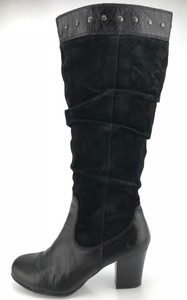 knee born boots sz boc studded suede zip heels womens leather side